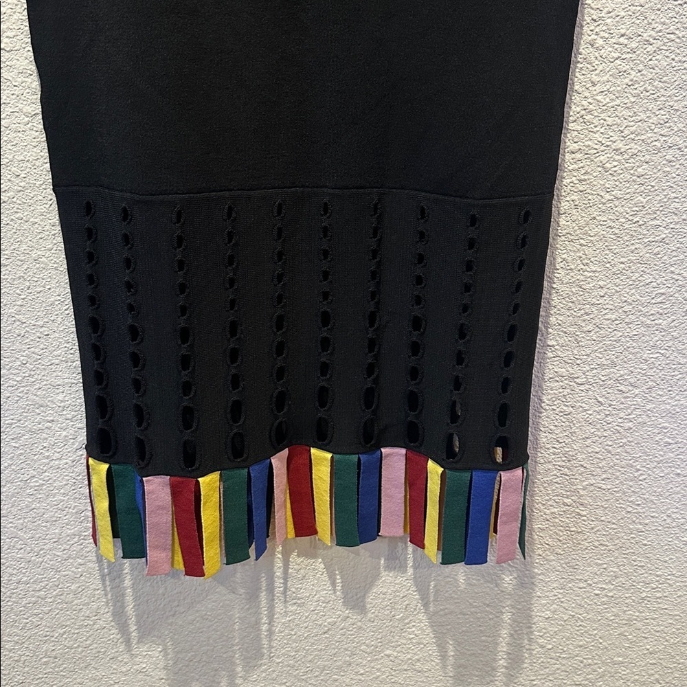 STAUD Black Pencil Skirt with Multicolor Hem - Picture 3 of 6